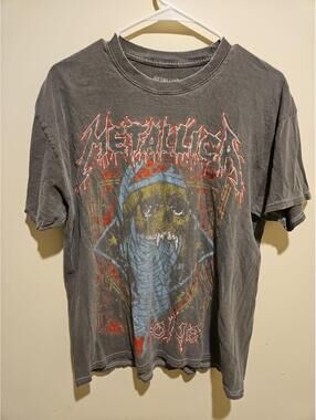 Metallica One Medium Unisex Tee Skull Graphic Gray Short Sleeve